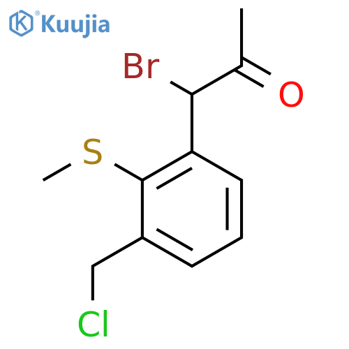 1-Bromo-1-(3-(chloromethyl)-2-(methylthio)phenyl)propan-2-one structure