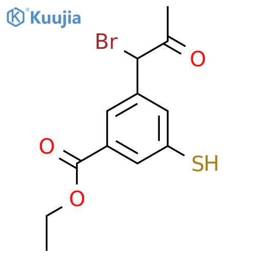 Ethyl 3-(1-bromo-2-oxopropyl)-5-mercaptobenzoate structure
