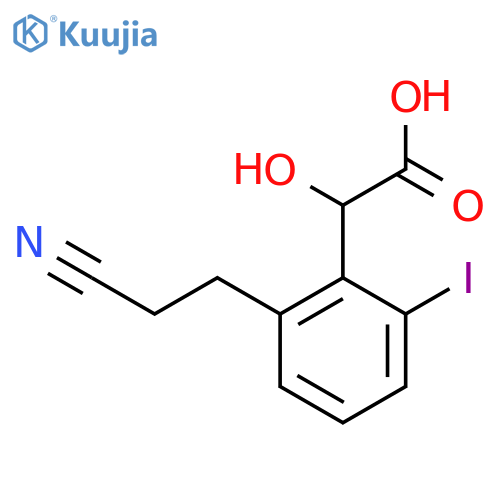 2-(2-Cyanoethyl)-6-iodomandelic acid structure