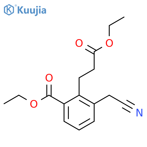 Ethyl 3-(cyanomethyl)-2-(3-ethoxy-3-oxopropyl)benzoate structure