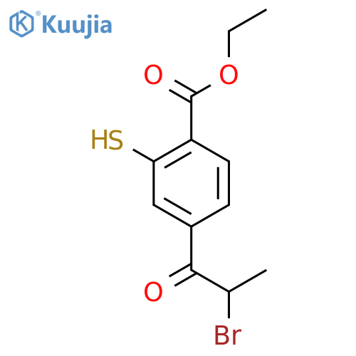 Ethyl 4-(2-bromopropanoyl)-2-mercaptobenzoate structure