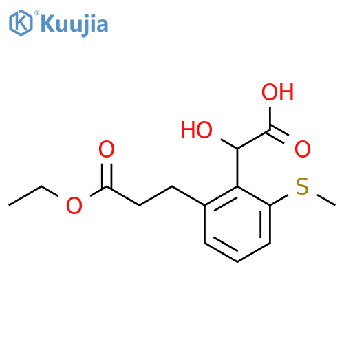 2-(3-Ethoxy-3-oxopropyl)-6-(methylthio)mandelic acid structure