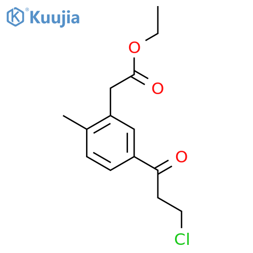 Ethyl 5-(3-chloropropanoyl)-2-methylphenylacetate structure