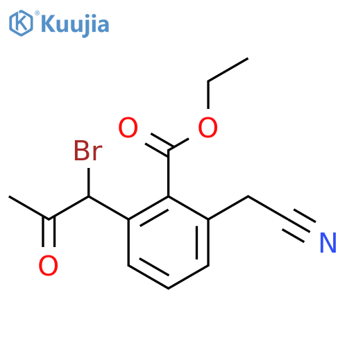 Ethyl 2-(1-bromo-2-oxopropyl)-6-(cyanomethyl)benzoate structure