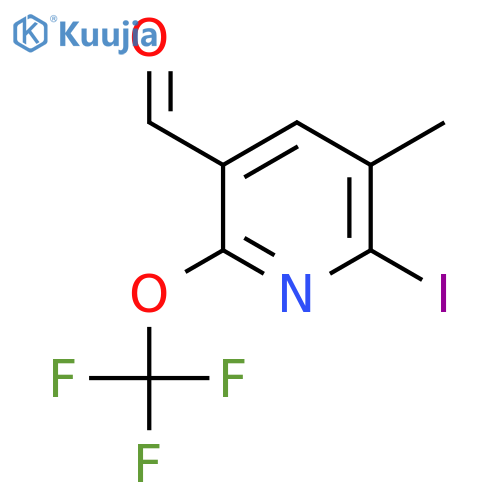 2-Iodo-3-methyl-6-(trifluoromethoxy)pyridine-5-carboxaldehyde structure