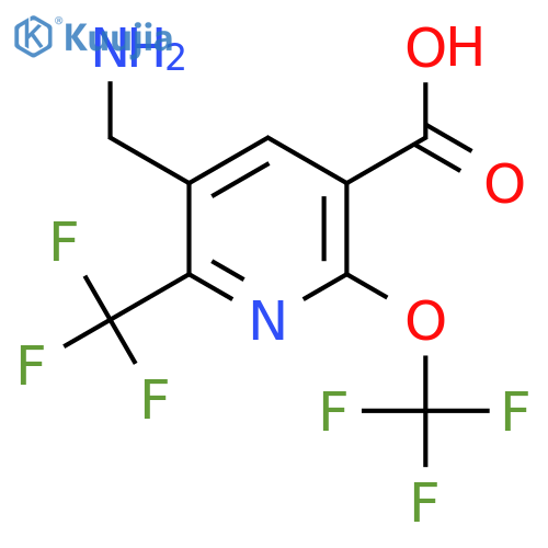3-(Aminomethyl)-6-(trifluoromethoxy)-2-(trifluoromethyl)pyridine-5-carboxylic acid structure