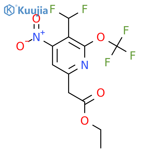Ethyl 3-(difluoromethyl)-4-nitro-2-(trifluoromethoxy)pyridine-6-acetate structure