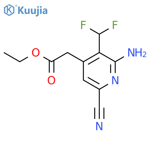 Ethyl 2-amino-6-cyano-3-(difluoromethyl)pyridine-4-acetate structure