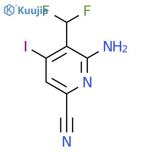 2-Amino-6-cyano-3-(difluoromethyl)-4-iodopyridine structure