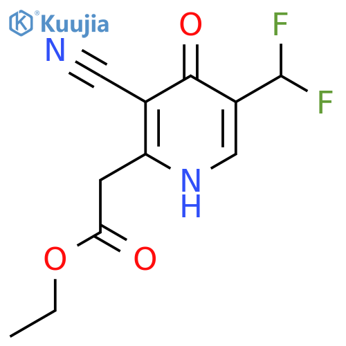 Ethyl 3-cyano-5-(difluoromethyl)-4-hydroxypyridine-2-acetate structure
