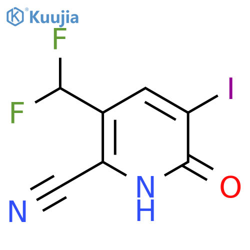 2-Cyano-3-(difluoromethyl)-6-hydroxy-5-iodopyridine structure