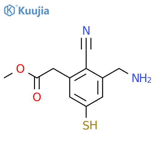 Methyl 3-aminomethyl-2-cyano-5-mercaptophenylacetate structure