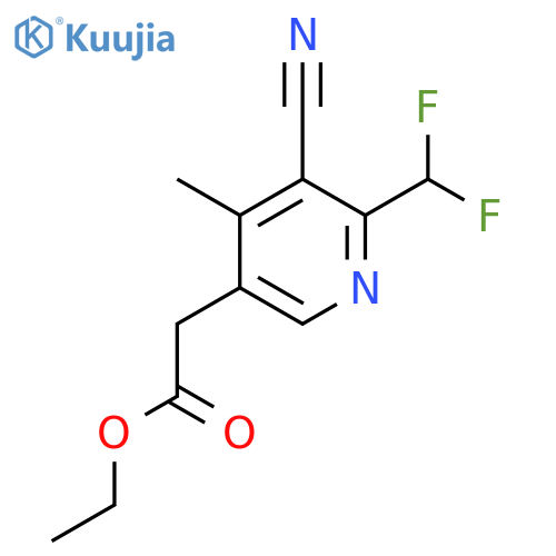 Ethyl 3-cyano-2-(difluoromethyl)-4-methylpyridine-5-acetate structure