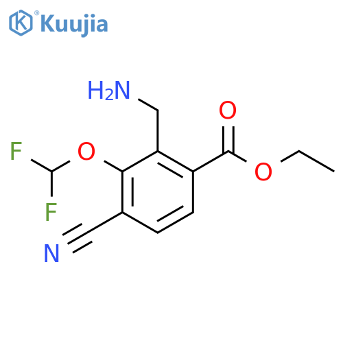 Ethyl 2-aminomethyl-4-cyano-3-(difluoromethoxy)benzoate structure