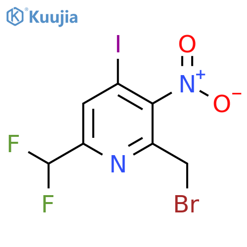 2-(Bromomethyl)-6-(difluoromethyl)-4-iodo-3-nitropyridine structure
