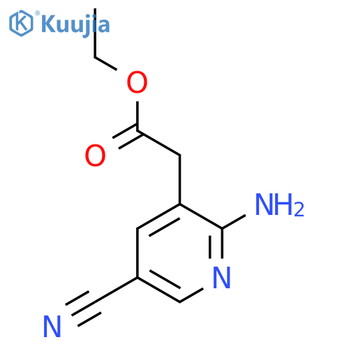 Ethyl 2-amino-5-cyanopyridine-3-acetate structure