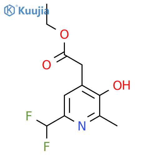 Ethyl 6-(difluoromethyl)-3-hydroxy-2-methylpyridine-4-acetate structure