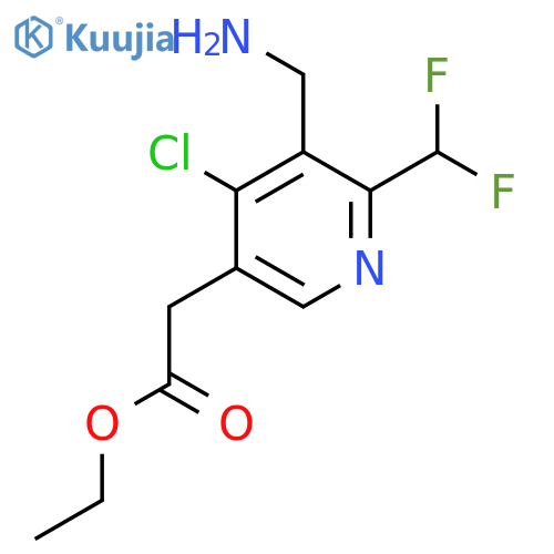 Ethyl 3-(aminomethyl)-4-chloro-2-(difluoromethyl)pyridine-5-acetate structure