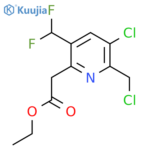 Ethyl 3-chloro-2-(chloromethyl)-5-(difluoromethyl)pyridine-6-acetate structure
