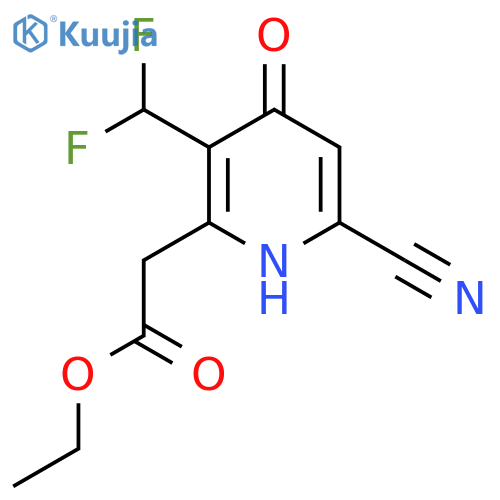 Ethyl 6-cyano-3-(difluoromethyl)-4-hydroxypyridine-2-acetate structure