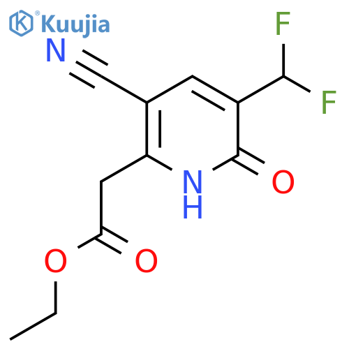 Ethyl 3-cyano-5-(difluoromethyl)-6-hydroxypyridine-2-acetate structure