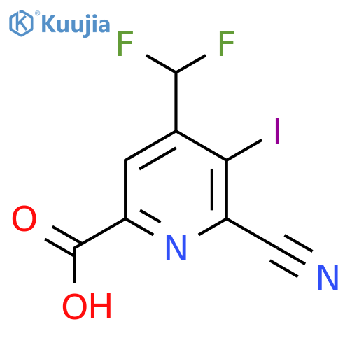 2-Cyano-4-(difluoromethyl)-3-iodopyridine-6-carboxylic acid structure