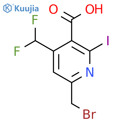6-(Bromomethyl)-4-(difluoromethyl)-2-iodopyridine-3-carboxylic acid structure