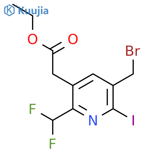 Ethyl 3-(bromomethyl)-6-(difluoromethyl)-2-iodopyridine-5-acetate structure