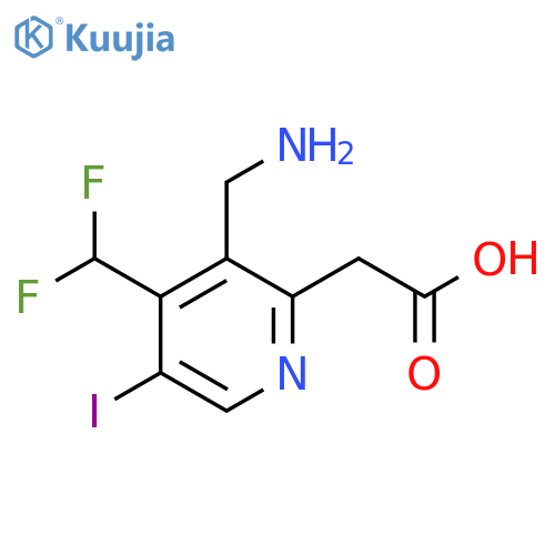 3-(Aminomethyl)-4-(difluoromethyl)-5-iodopyridine-2-acetic acid structure