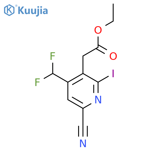 Ethyl 6-cyano-4-(difluoromethyl)-2-iodopyridine-3-acetate structure