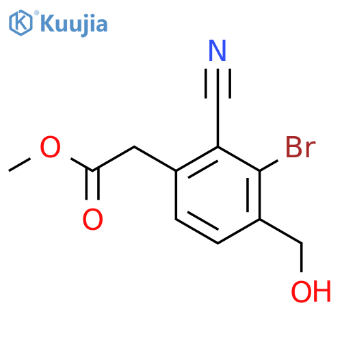 Methyl 3-bromo-2-cyano-4-(hydroxymethyl)phenylacetate structure