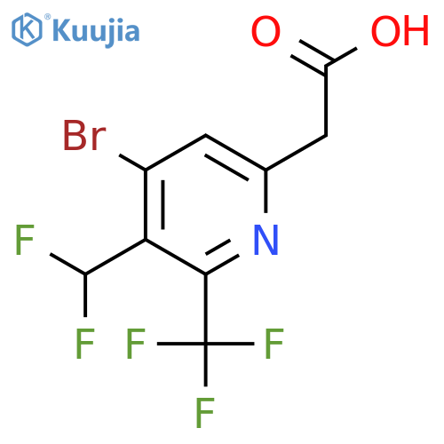 4-Bromo-3-(difluoromethyl)-2-(trifluoromethyl)pyridine-6-acetic acid structure