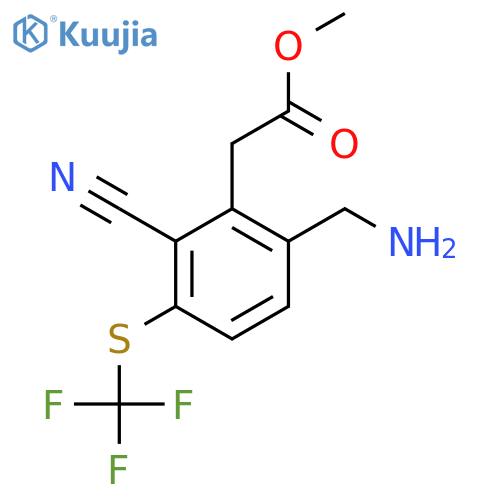 Methyl 6-aminomethyl-2-cyano-3-(trifluoromethylthio)phenylacetate structure