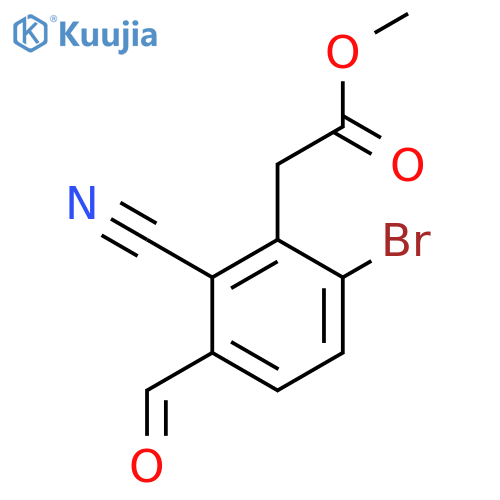Methyl 6-bromo-2-cyano-3-formylphenylacetate structure