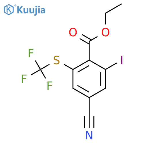 Ethyl 4-cyano-2-iodo-6-(trifluoromethylthio)benzoate structure