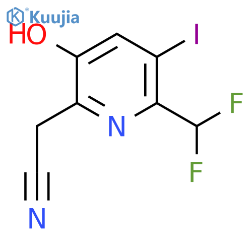 2-(Difluoromethyl)-5-hydroxy-3-iodopyridine-6-acetonitrile structure