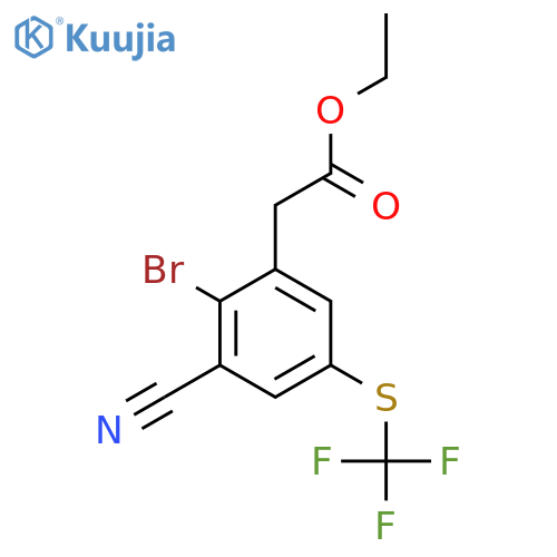 Ethyl 2-bromo-3-cyano-5-(trifluoromethylthio)phenylacetate structure