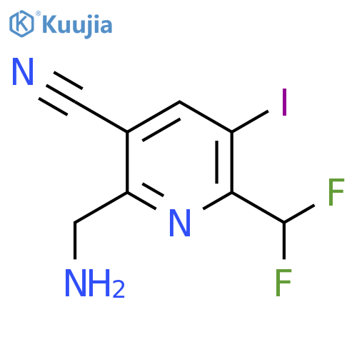 2-(Aminomethyl)-3-cyano-6-(difluoromethyl)-5-iodopyridine structure
