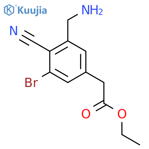 Ethyl 3-aminomethyl-5-bromo-4-cyanophenylacetate structure