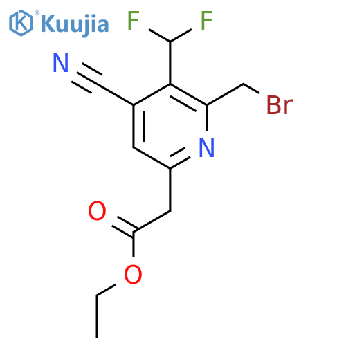 Ethyl 2-(bromomethyl)-4-cyano-3-(difluoromethyl)pyridine-6-acetate structure