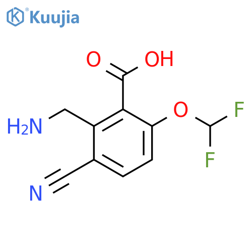 2-Aminomethyl-3-cyano-6-(difluoromethoxy)benzoic acid structure