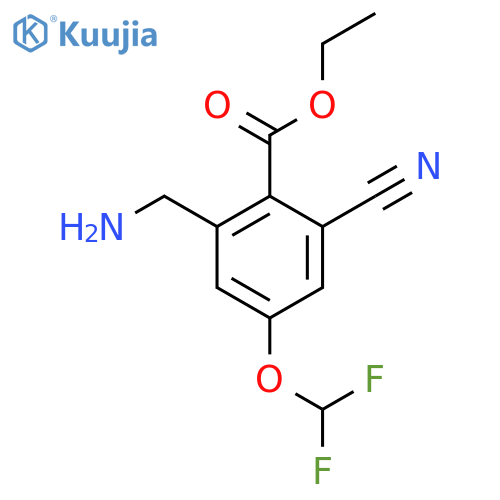 Ethyl 2-aminomethyl-6-cyano-4-(difluoromethoxy)benzoate structure