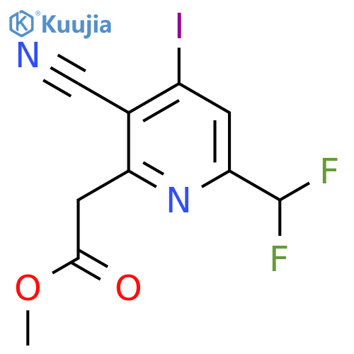 Methyl 3-cyano-6-(difluoromethyl)-4-iodopyridine-2-acetate structure