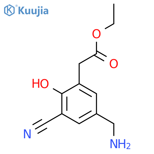 Ethyl 5-aminomethyl-3-cyano-2-hydroxyphenylacetate structure