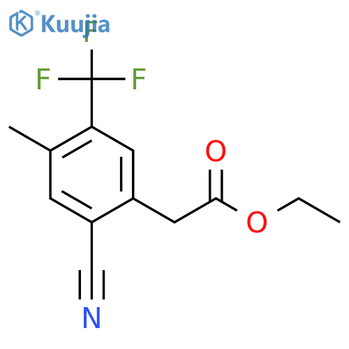 Ethyl 2-cyano-4-methyl-5-(trifluoromethyl)phenylacetate structure