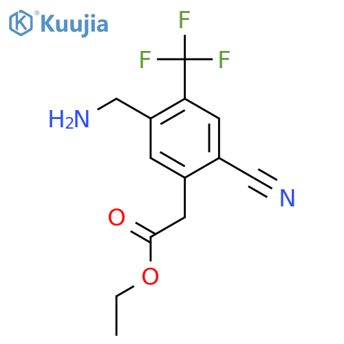 Ethyl 5-aminomethyl-2-cyano-4-(trifluoromethyl)phenylacetate structure