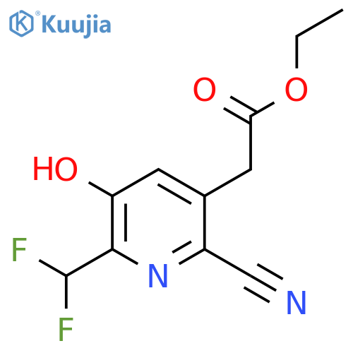 Ethyl 2-cyano-6-(difluoromethyl)-5-hydroxypyridine-3-acetate structure