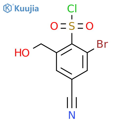 2-Bromo-6-hydroxymethyl-4-cyanobenzenesulfonyl chloride structure