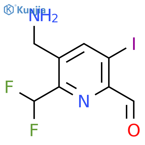 3-(Aminomethyl)-2-(difluoromethyl)-5-iodopyridine-6-carboxaldehyde structure