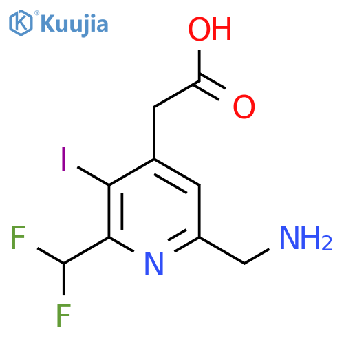 6-(Aminomethyl)-2-(difluoromethyl)-3-iodopyridine-4-acetic acid structure